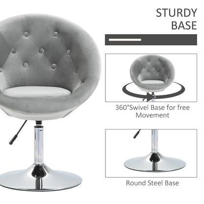HOMCOM Swivel Accent Chair Modern Makeup Vanity Chair Adjustable Height Leisure Lounge Chair
