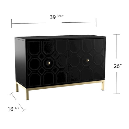 SEI Furniture Gliday Contemporary Decorative 2-Door Buffet Accent Cabinet with Gold Hardware