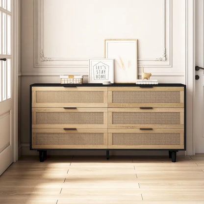 59.06  6- Drawers Rattan Storage Cabinet for Living Room