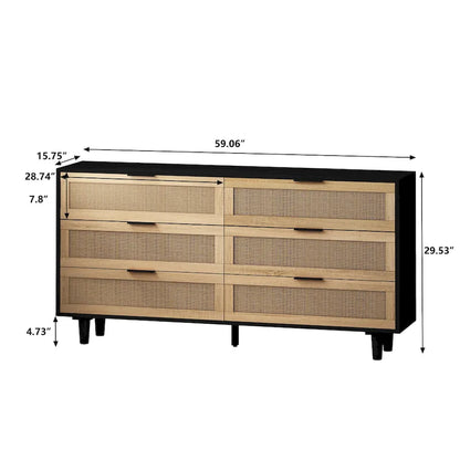 59.06  6- Drawers Rattan Storage Cabinet for Living Room