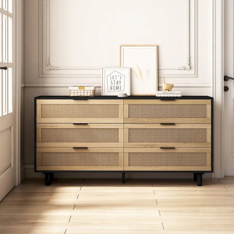59.06  6- Drawers Rattan Storage Cabinet for Living Room