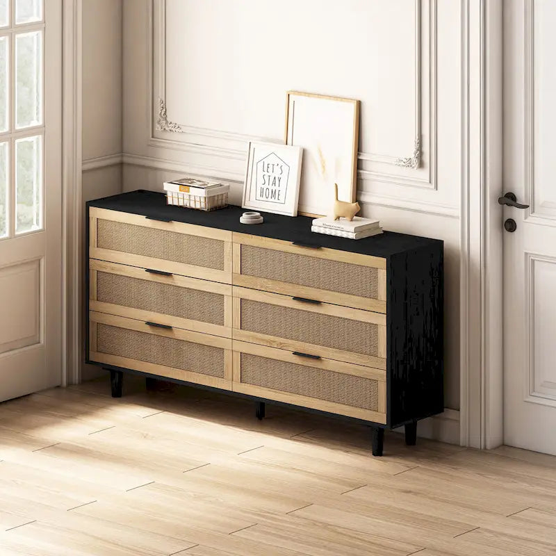 59.06  6- Drawers Rattan Storage Cabinet for Living Room