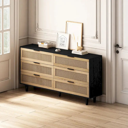 59.06  6- Drawers Rattan Storage Cabinet for Living Room