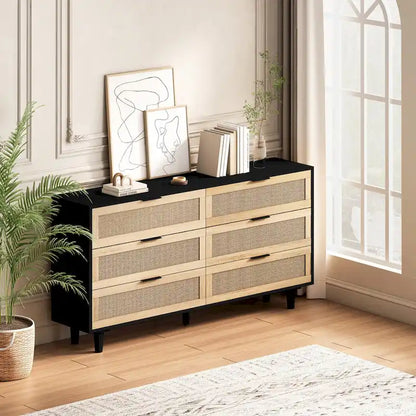 59.06  6- Drawers Rattan Storage Cabinet for Living Room