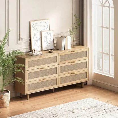 59.06  6- Drawers Rattan Storage Cabinet for Living Room