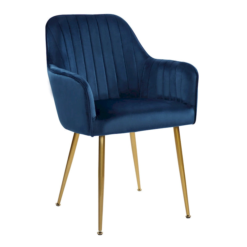 Velvet Accent Dining Chairs with Gold Metal Legs Set of 2