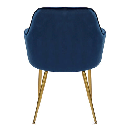 Velvet Accent Dining Chairs with Gold Metal Legs Set of 2