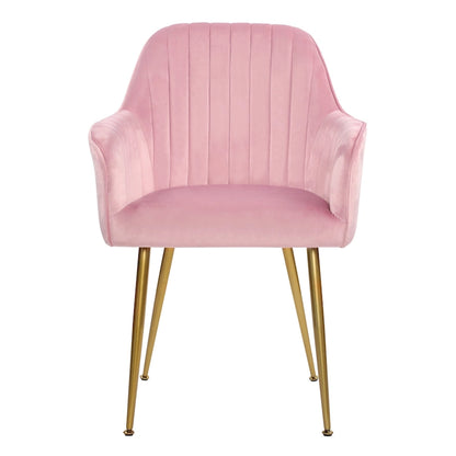 Velvet Accent Dining Chairs with Gold Metal Legs Set of 2