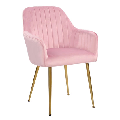 Velvet Accent Dining Chairs with Gold Metal Legs Set of 2