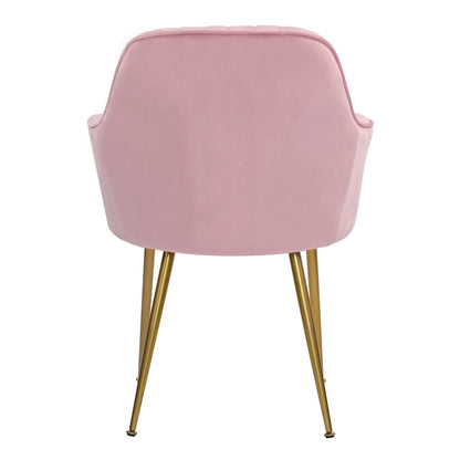 Velvet Accent Dining Chairs with Gold Metal Legs Set of 2