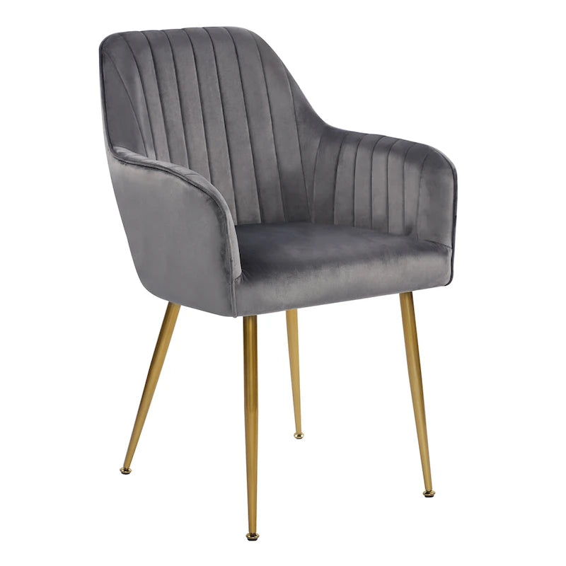 Velvet Accent Dining Chairs with Gold Metal Legs Set of 2