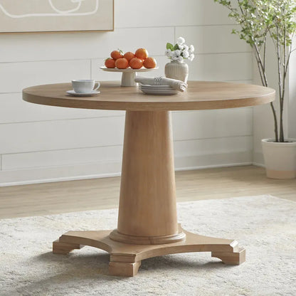 Round Pedestal Dining Table - 45" - Seats 4-6 - Weathered Finish