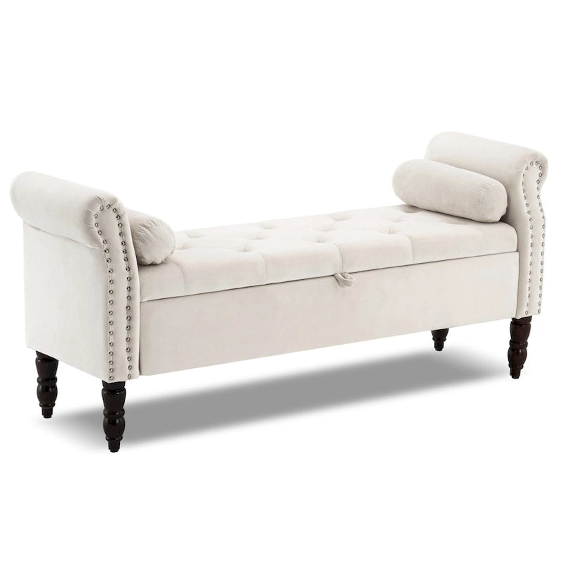 HOMYKA Storage Ottoman Bench with Rolled Arm