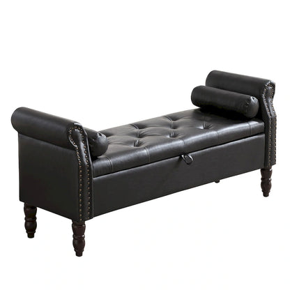 HOMYKA Storage Ottoman Bench with Rolled Arm