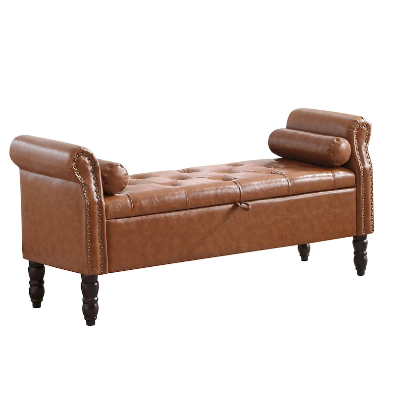 HOMYKA Storage Ottoman Bench with Rolled Arm