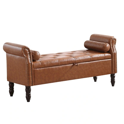 HOMYKA Storage Ottoman Bench with Rolled Arm