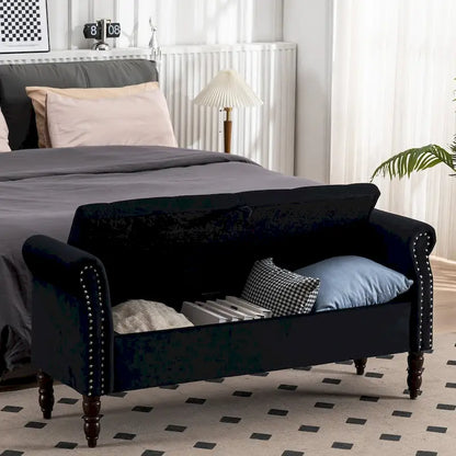 HOMYKA Storage Ottoman Bench with Rolled Arm