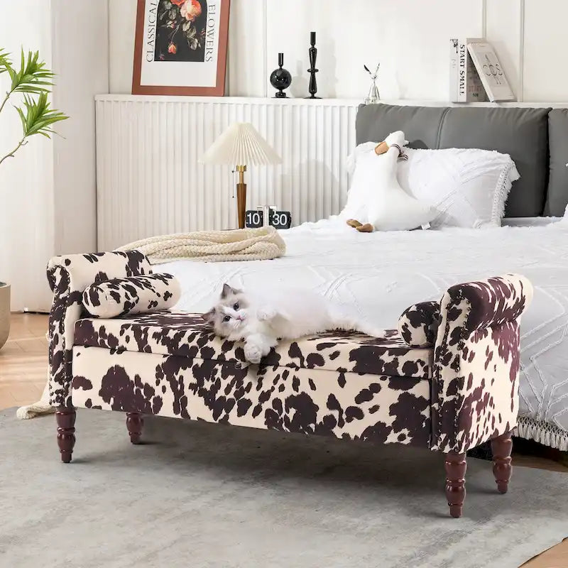 HOMYKA Storage Ottoman Bench with Rolled Arm