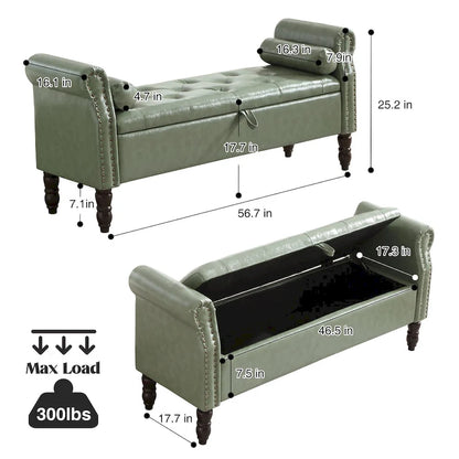 HOMYKA Storage Ottoman Bench with Rolled Arm