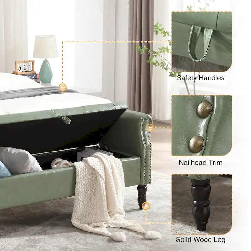 HOMYKA Storage Ottoman Bench with Rolled Arm