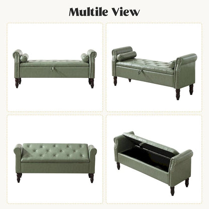 HOMYKA Storage Ottoman Bench with Rolled Arm