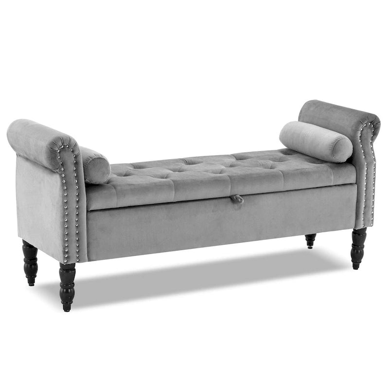 HOMYKA Storage Ottoman Bench with Rolled Arm