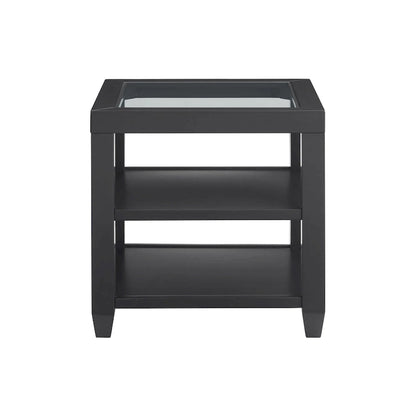 Cordero Wood and Glass Top 24-Inch Wide End Table with Shelf Storage