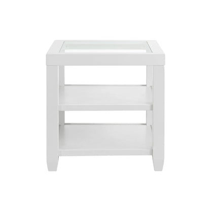 Cordero Wood and Glass Top 24-Inch Wide End Table with Shelf Storage