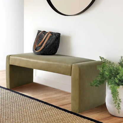 Modern Faux Leather 47  Waterfall Bench