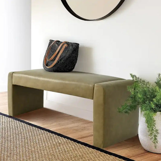 Modern Faux Leather 47  Waterfall Bench