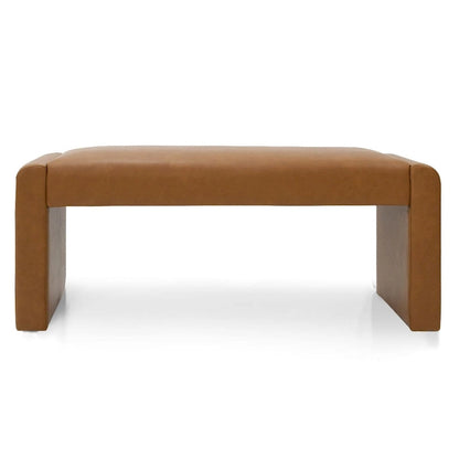 Tan Faux Leather Waterfall Bench - 47 Inch - Seats 2-3