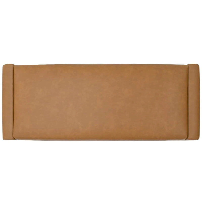 Tan Faux Leather Waterfall Bench - 47 Inch - Seats 2-3