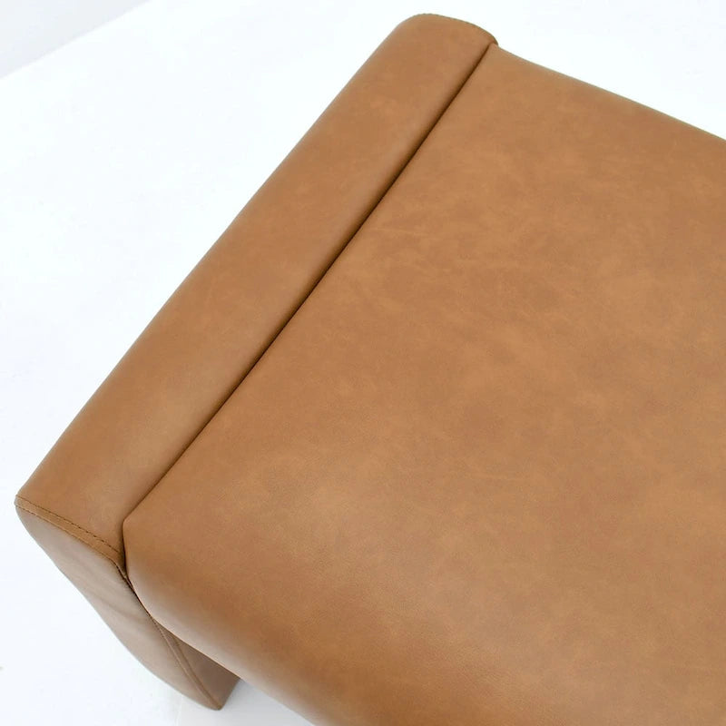 Tan Faux Leather Waterfall Bench - 47 Inch - Seats 2-3