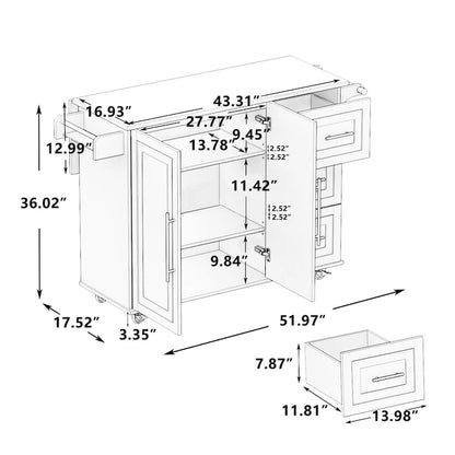 Kitchen Island Cart with 2 Door