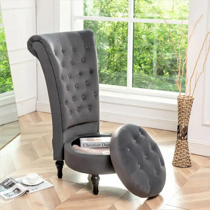 US Pride Furniture Gosser 20  Wide Velvet High Back Vanity Chair