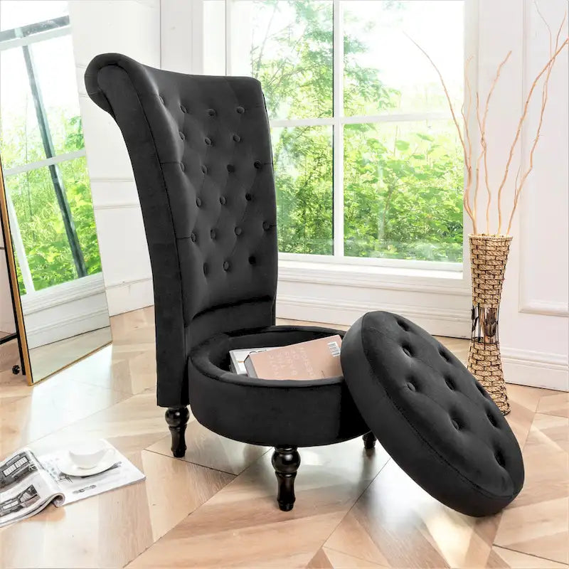 US Pride Furniture Gosser 20  Wide Velvet High Back Vanity Chair