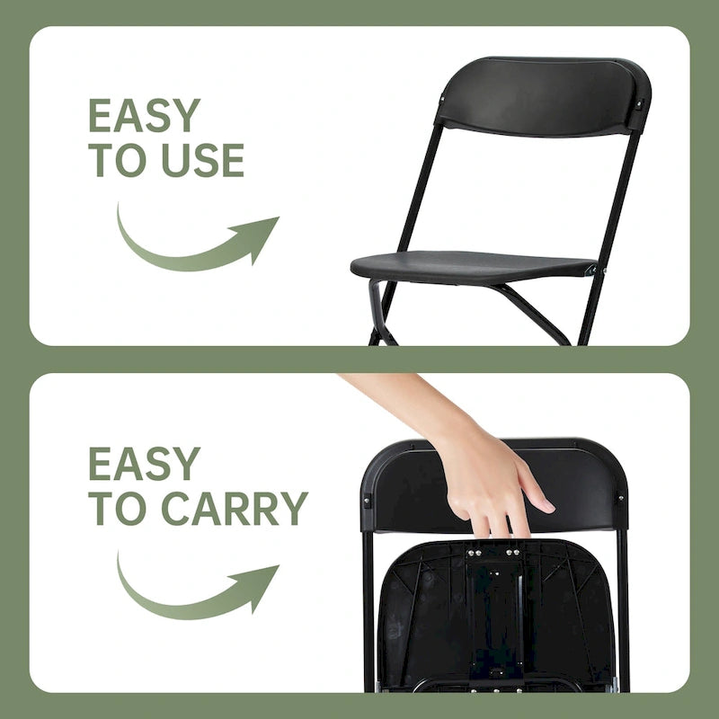 Ukuowu 10 Pack Plastic Folding Chair 350lb. Capacity for Events Office Wedding Party Picnic Kitchen Dining