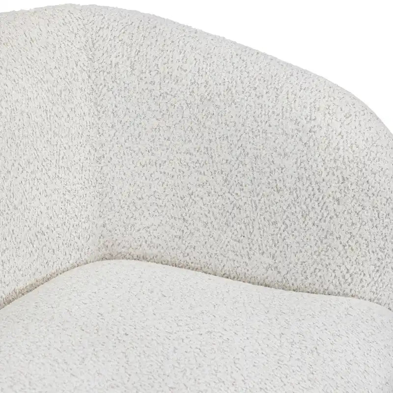 Modern Boucle Accent Chair with Curved Arms, Kidney Seat & Round Wood Legs