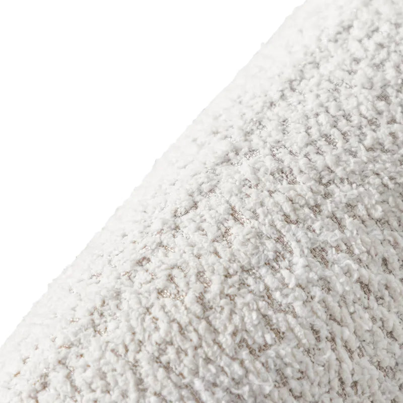 Modern Boucle Accent Chair with Curved Arms, Kidney Seat & Round Wood Legs