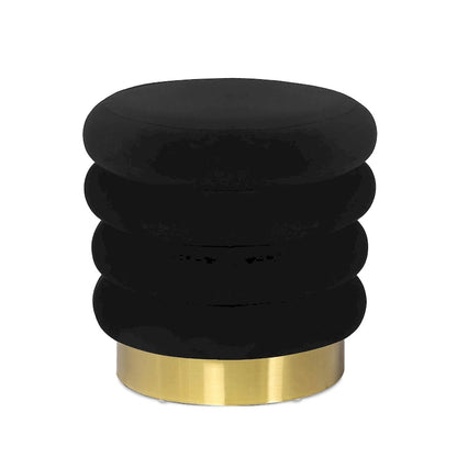 Adeco Round Velvet Ottoman Upholstered Foot Stool