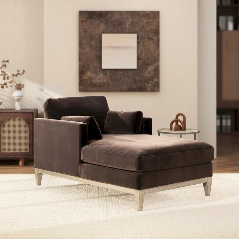 Knox 65  Modern Farmhouse Performance Velvet Chaise Lounge Chair