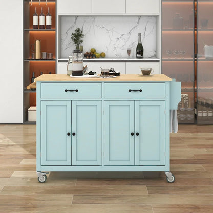 Kitchen Island Cart with Solid Wood Top