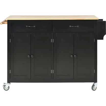 Kitchen Island Cart with Solid Wood Top