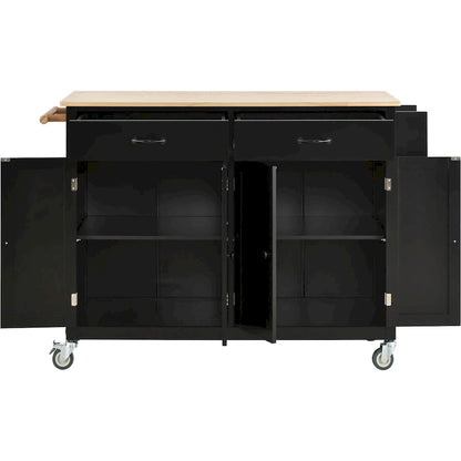 Kitchen Island Cart with Solid Wood Top