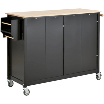 Kitchen Island Cart with Solid Wood Top
