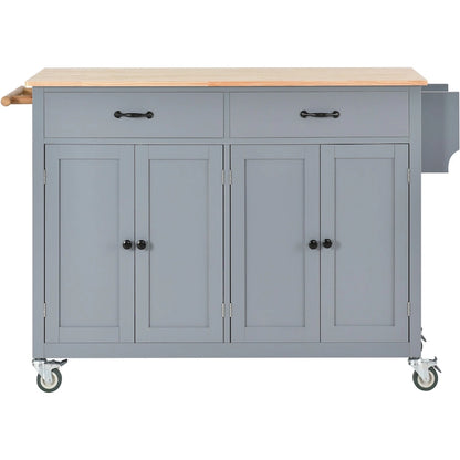 Kitchen Island Cart with Solid Wood Top