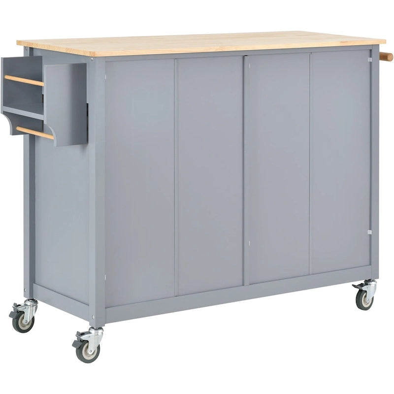 Kitchen Island Cart with Solid Wood Top