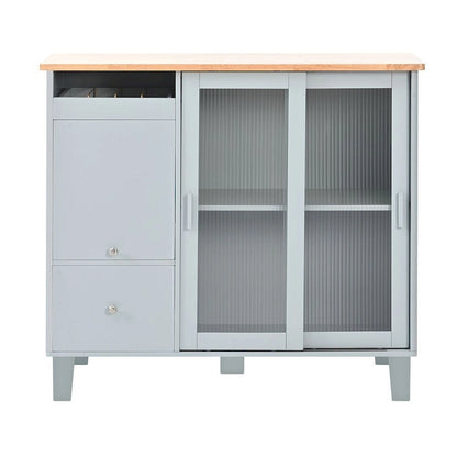 Folding Kitchen Cart with LED Lights