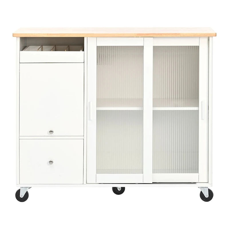 Folding Kitchen Cart with LED Lights