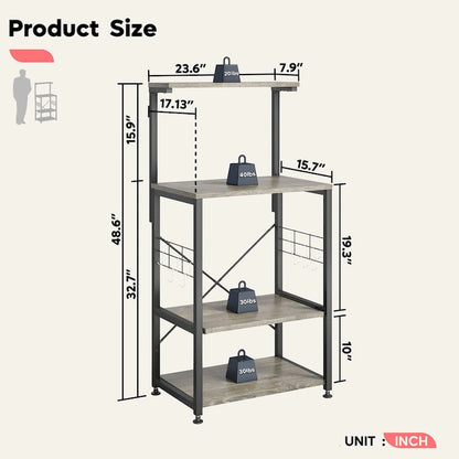 Kitchen Bakers Rack with Storage Shelves &USB Outlets, Microwave Oven Stand Kitchen Shelf Organizer